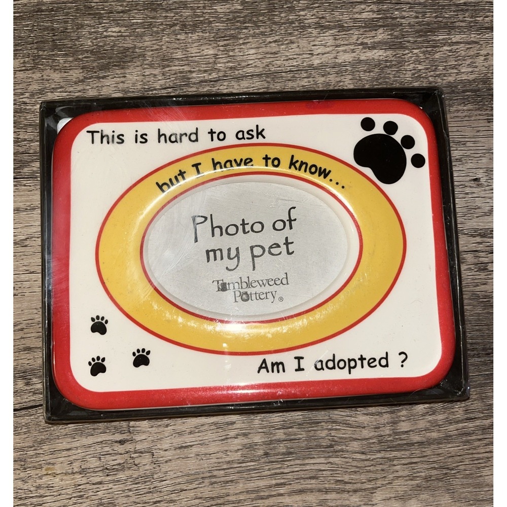Tumbleweed Pottery Pet Picture Frame Am I Adopted New In Box